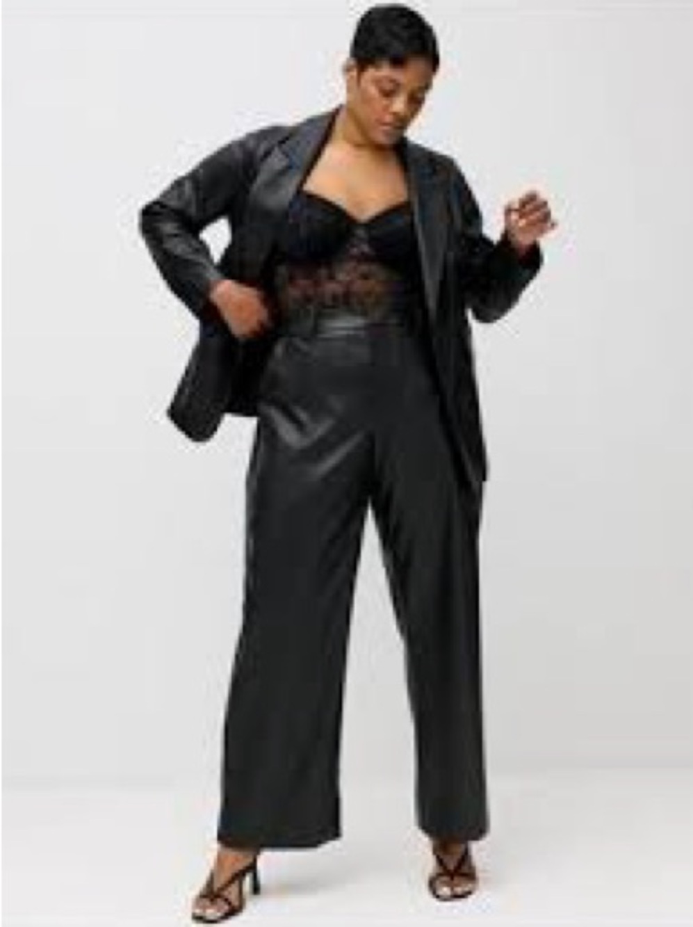 torrid Black Faux Leather Wide-Leg Pants